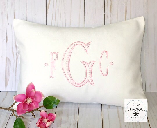 Baroque font Chinoiserie Monogrammed Pillow Cover